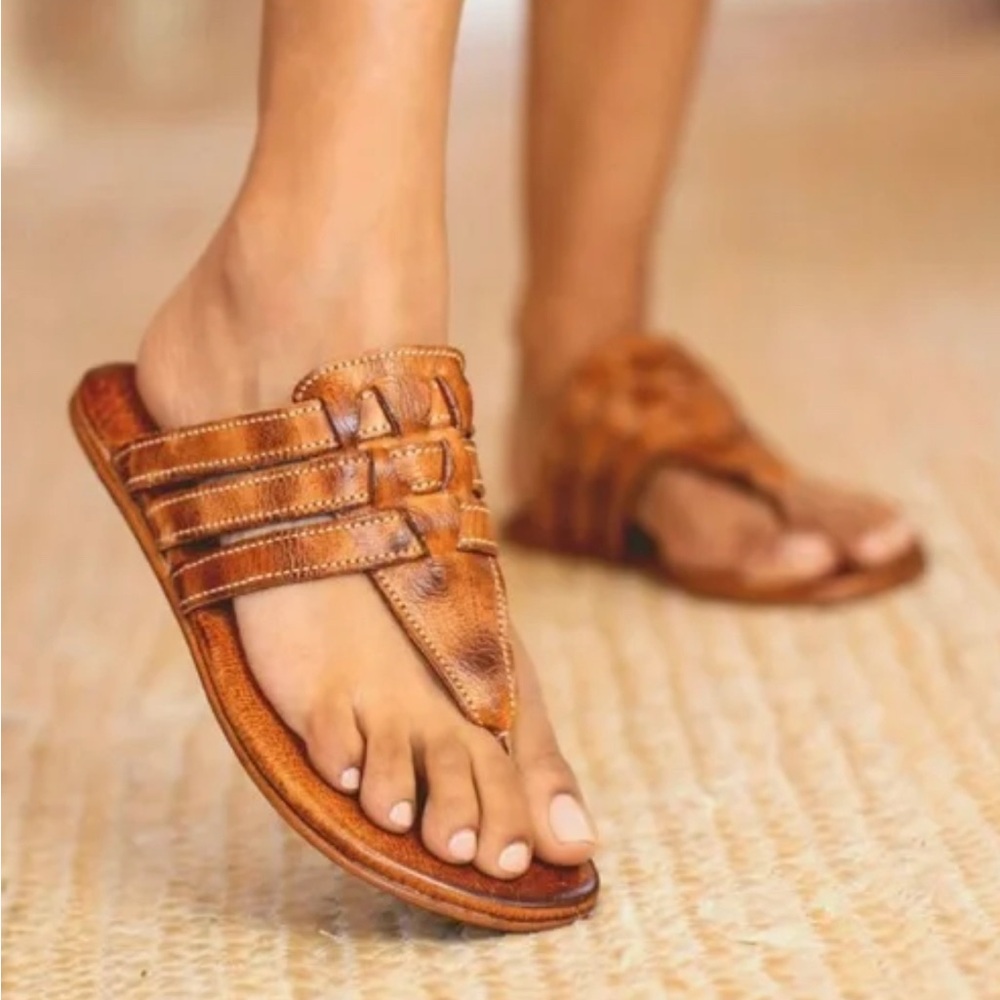 Bed Stu Brown Leather Thong Sandals